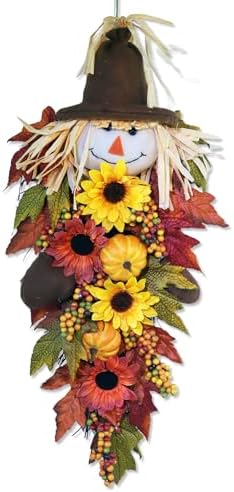 24 Inch Rustic Fall Scarecrow Teardrop Swag