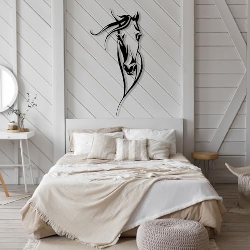 Cadeali Horse Wall Art Metal 30x15 Black