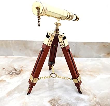 Vimal Nautical Brass Telescope with Wooden Tripod Stand