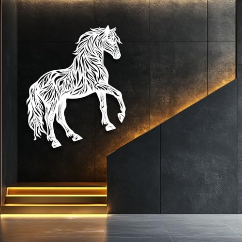 Flewfar Horse Wall Art Metal Steed Sculpture 19x19 Inch Unframed Decor