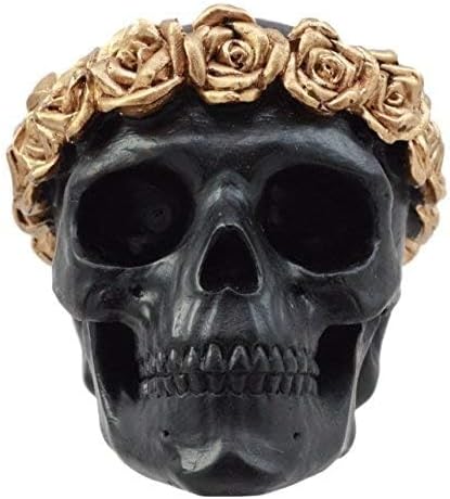 Ebros Gift Day of The Dead Copper Rose Black Skull Figurine 425 Inch
