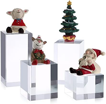 Hipiwe 4PCS Acrylic Risers Display Stand for Jewelry Figurines and Collectibles