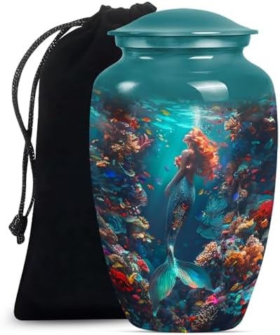Mermaid Kingdom Cremation Urn - 10 Inch Decorative Ash Urn
