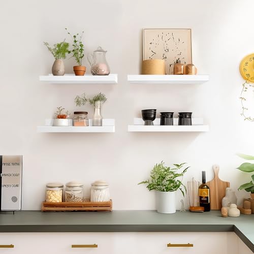 LaVie Home Floating Shelves Set of 4 White 156 Inch Wall Storage