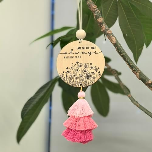 Christian Car Charm with Tassel - Pink
