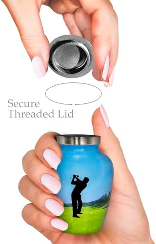 Trupoint Memorials Small Urns for Human Ashes Set of 4 Blue Green Golf