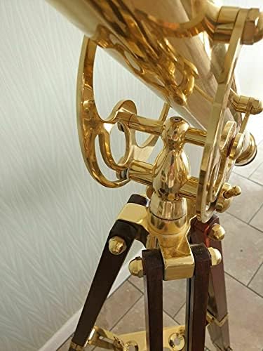 Antique Brass Telescope with Wooden Tripod Stand Decorative Gift Item Replica