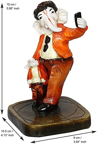 Handcrafted Polyresin Lord Ganesha Selfie Idol Decor Showpiece