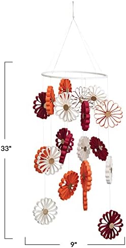 Creative Co-Op 9 Inch Round x 33 Inch H Handmade Recycled Paper Flower Mobile