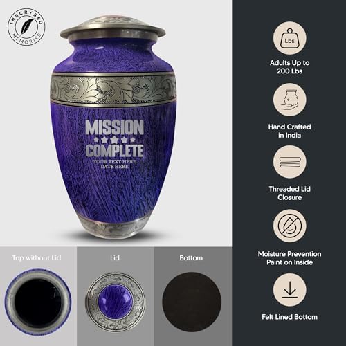 Personalized Cremation Urn for Ashes - Custom Name with Distressed Silver Inlay