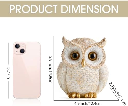 Octdays White Owl Statue Decor for Home Office Living Room