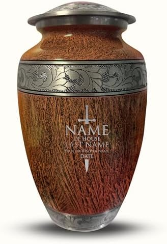 Personalized Large Cremation Urn for Ashes - Engraved with Name and Humorous Throne Design Brown