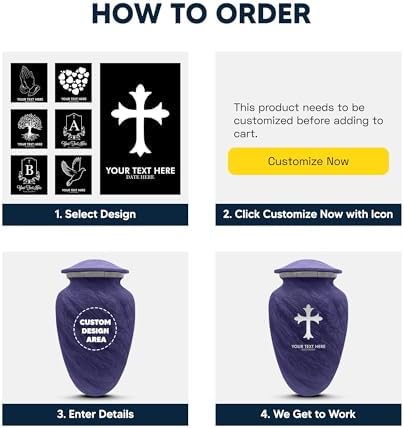 Custom Large Cremation Urn for Ashes - Personalized with Name Game Over Pixel Design 200 Cubic Inch Purple