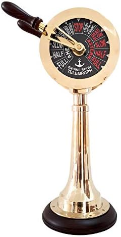 Vintage 21 Inch Brass Ship Telegraph with Wooden Base