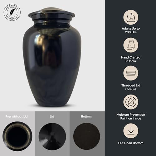 Personalized Gaming Cremation Urn with Custom Name and Date Black 200 Lbs Capacity