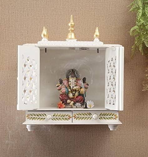 TAM Creatio Small Wooden Pooja Mandir Wall Hanging Decor for Home in USA