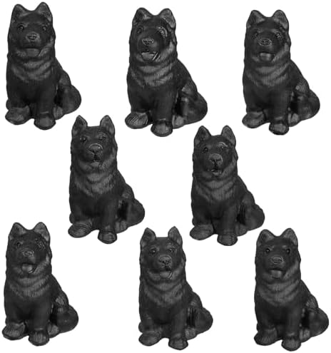 Hand-Carved Black Obsidian German Shepherd Dog Statue