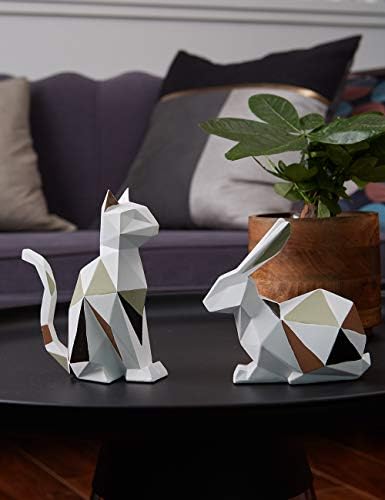 HAUCOZE Geometric Cat Statue Modern Home Decor Figurine