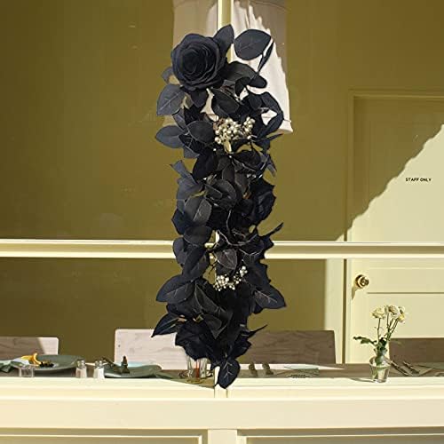 Belupai 24in Black Halloween Floral Swag Wreath