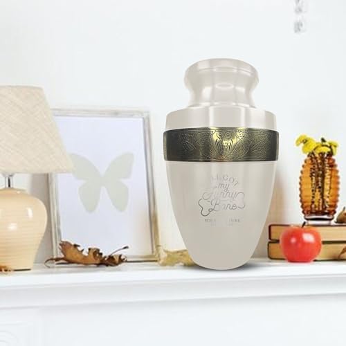 Custom Adult Cremation Urn with Humor Engraving and Gold Rim 200 Lbs Funny Bones 1 White