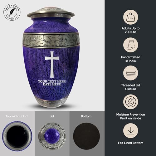 Elegant Personalized Cremation Urn - Custom Engraved Distressed Silver Inlay