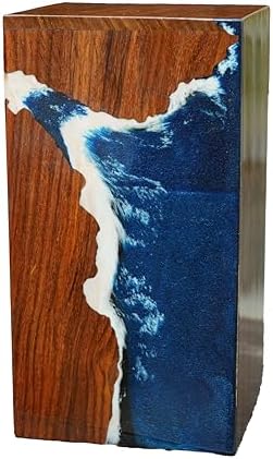 WEE WOODEN Blue and White Epoxy Resin Urn for Cremation Ashes