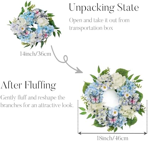 Valery Madelyn Spring Summer Wreath with Lights 18 Inch