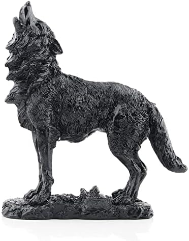 Black Howling Wolf Statue Home Decor Figurine