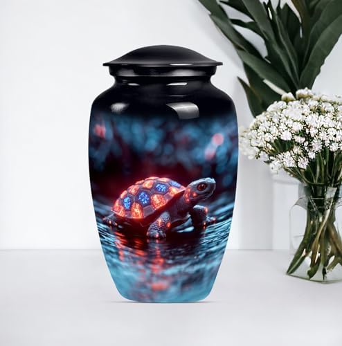 Blue Turtle Urn Large Cremation Urn for Human Ashes 10 Inch Set of 1