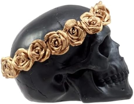 Ebros Gift Day of The Dead Copper Rose Black Skull Figurine 425 Inch