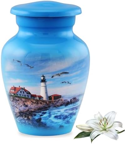 Lighthouse Keepsake Urn for Ashes - Mini Cremation Urn with Premium Case and Bag