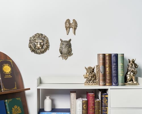 AMOIENSIS Lion Head Wall Art Sculpture 8 inch Vintage Gold