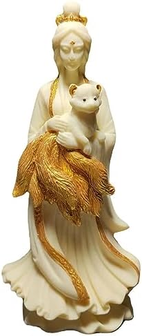 Female Statue Lady Buddha with Nine-Tailed Fox Home Office Decor