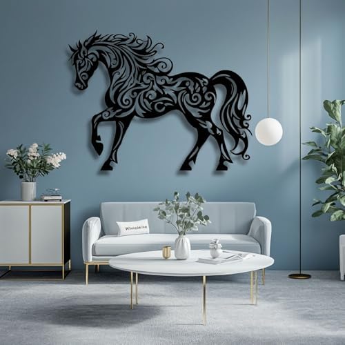 Flewfar Black Metal Horse Wall Art 28x20 Inches Unframed
