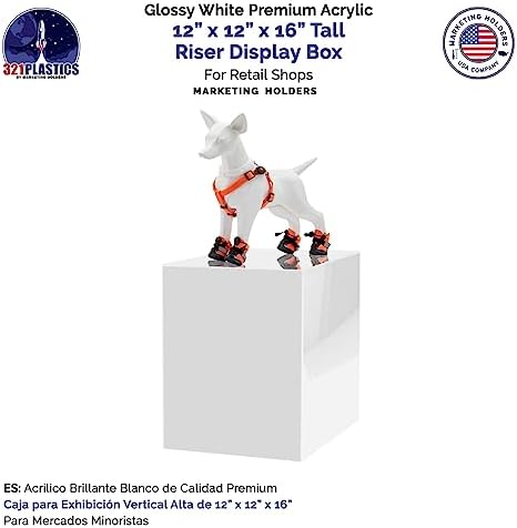 12x12x16 White Acrylic Display Box with Open Side No Lid