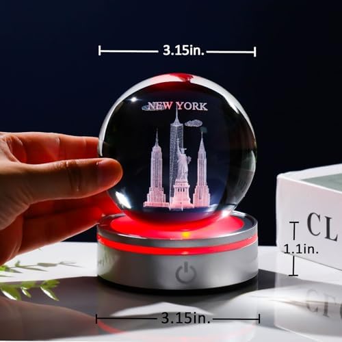 Movdyka 3D Crystal Ball Statue of Liberty Night Light Decor