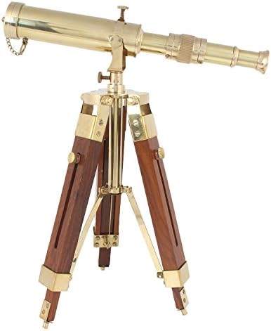 Mahira Nautical Decorative Telescope with Wood Tripod