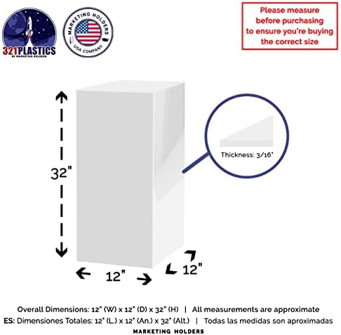 White Acrylic Display Box 12x12x32 No Lid Cube Stand