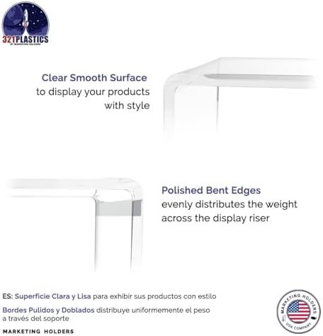 Marketing Holders 4 Pack Acrylic Riser Display Stand Rectangular Clear Showcase for Collectibles