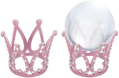 Uxcell 2pcs Metal Crystal Ball Display Stand Pink 17 Diameter