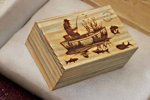 Fisherman Urn for Human Ashes Handmade Wood 250 LBS