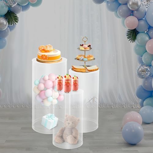 Clear Cylinder Pedestal Stand 3PCS for Wedding Display