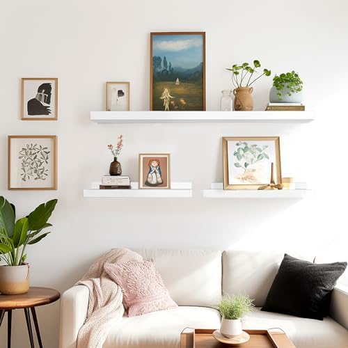 LaVie Home Floating Shelves Set of 4 White 156 Inch Wall Storage
