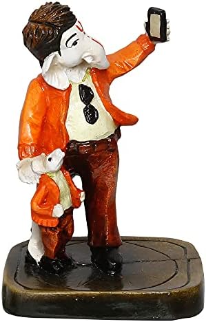 Handcrafted Polyresin Lord Ganesha Selfie Idol Decor Showpiece