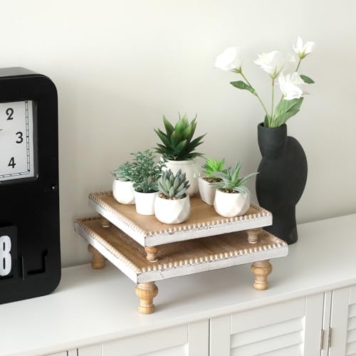 SwallowLiving Rustic Square Wood Tray Riser