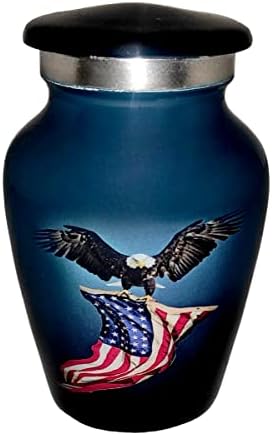 Classic Small Mini Cremation Urns Set of 4 with Box and Velvet Box US Flag Design