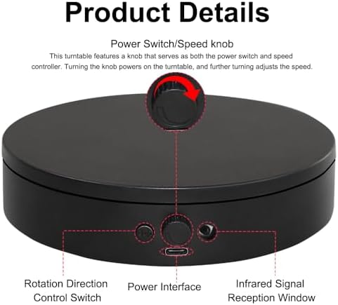 ComXim Motorized Rotating Display Stand with Remote Control and Knob Speed Adjustment