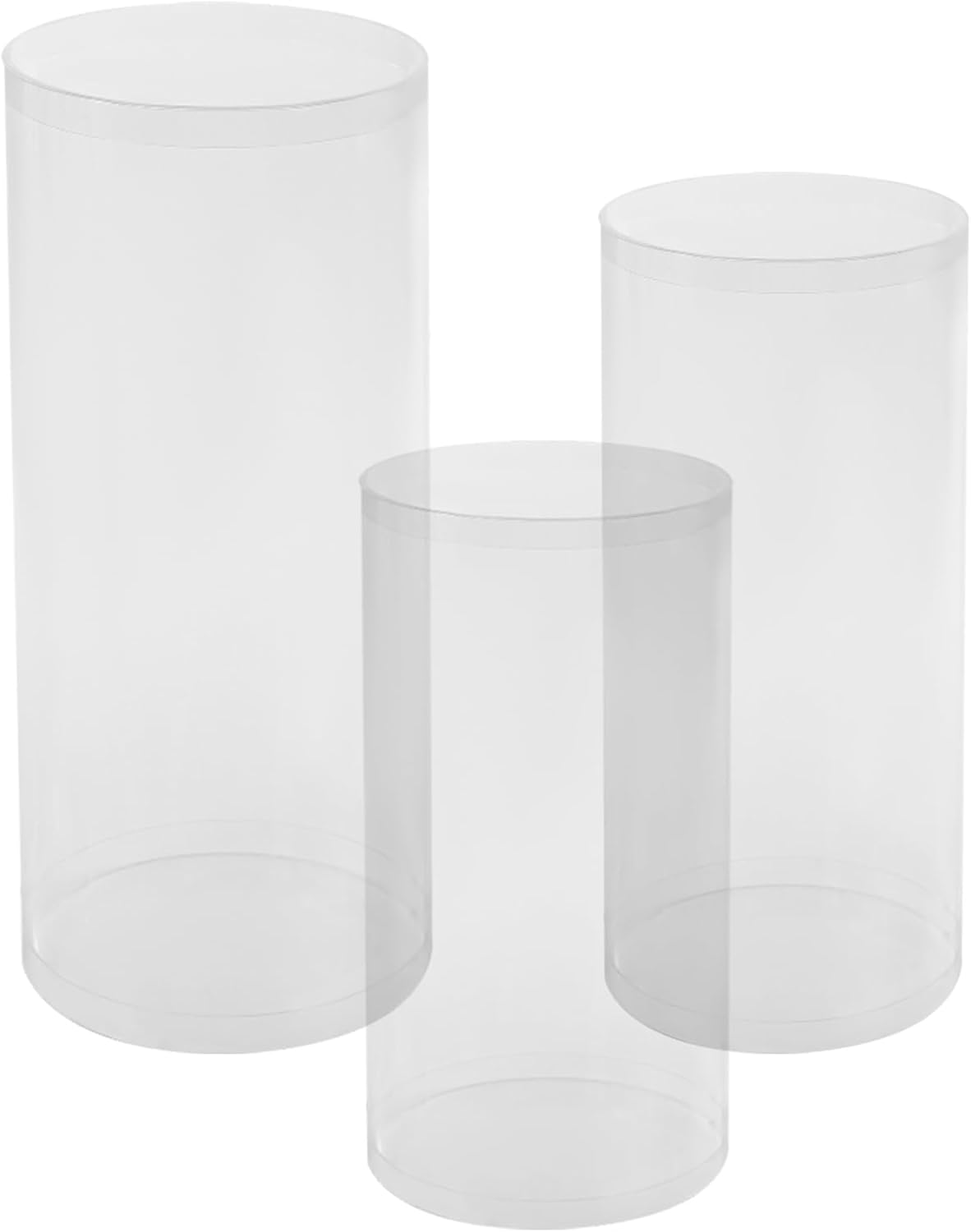 Clear Cylinder Pedestal Stand 3PCS for Wedding Display