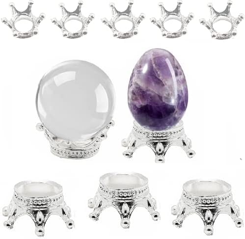 2 Sizes 10 Pcs Metal Silver Crystal Ball Stands for Display