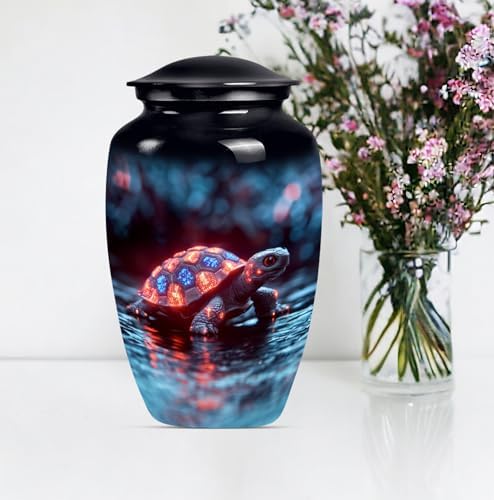 Blue Turtle Urn Large Cremation Urn for Human Ashes 10 Inch Set of 1